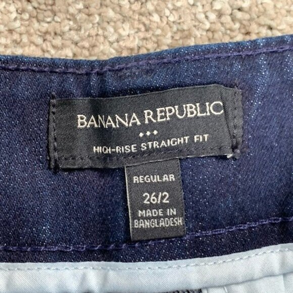 BANANA REPUBLIC Straight‎ Fit High Rise Dark Wash Raw Hem Stretch Jeans Reg 26/2 - Picture 5 of 8